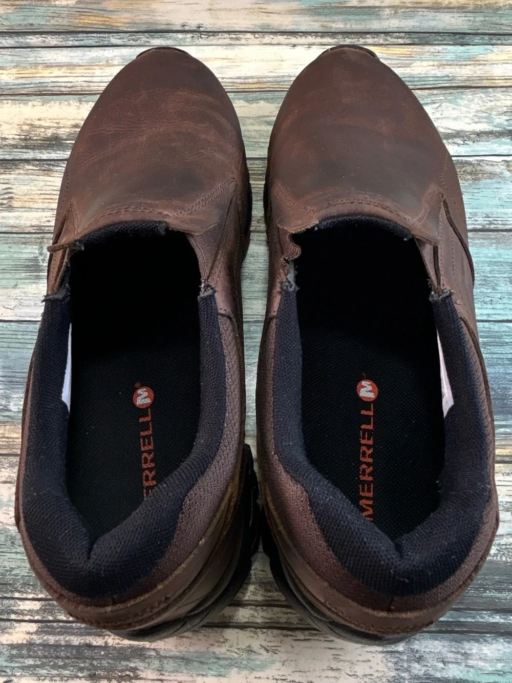 Merrell Moab Adventure Moc Hiking Shoe Mens 13 Brown Leather Vibram Sole Casual